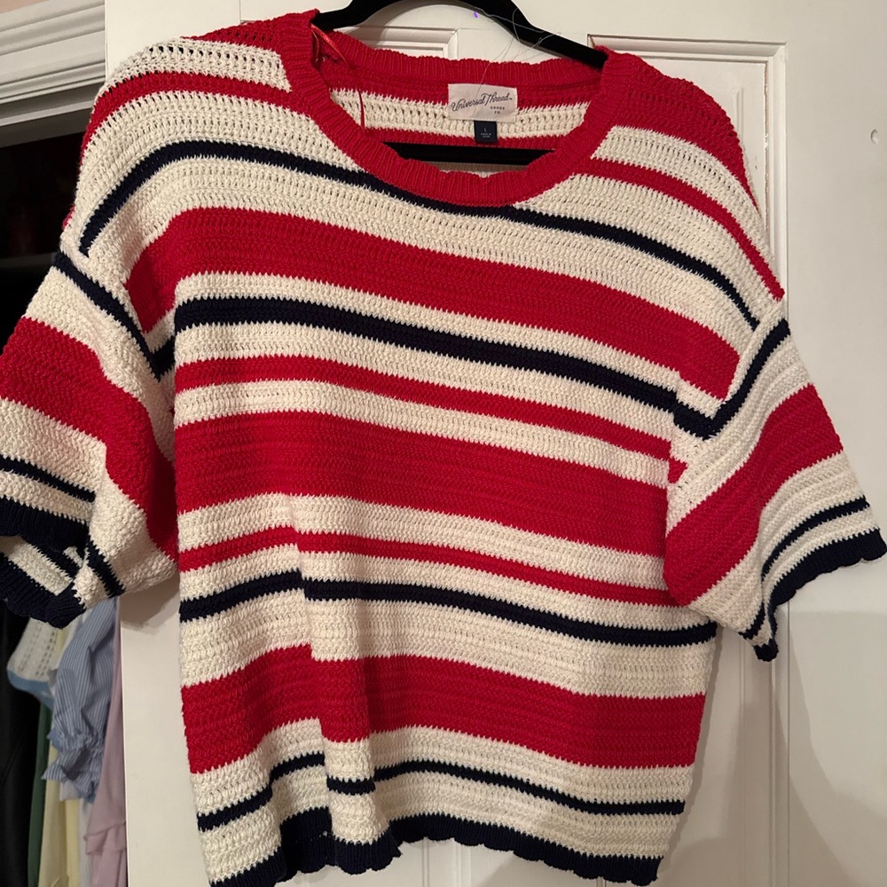 Striped Red and White Knit Sweater